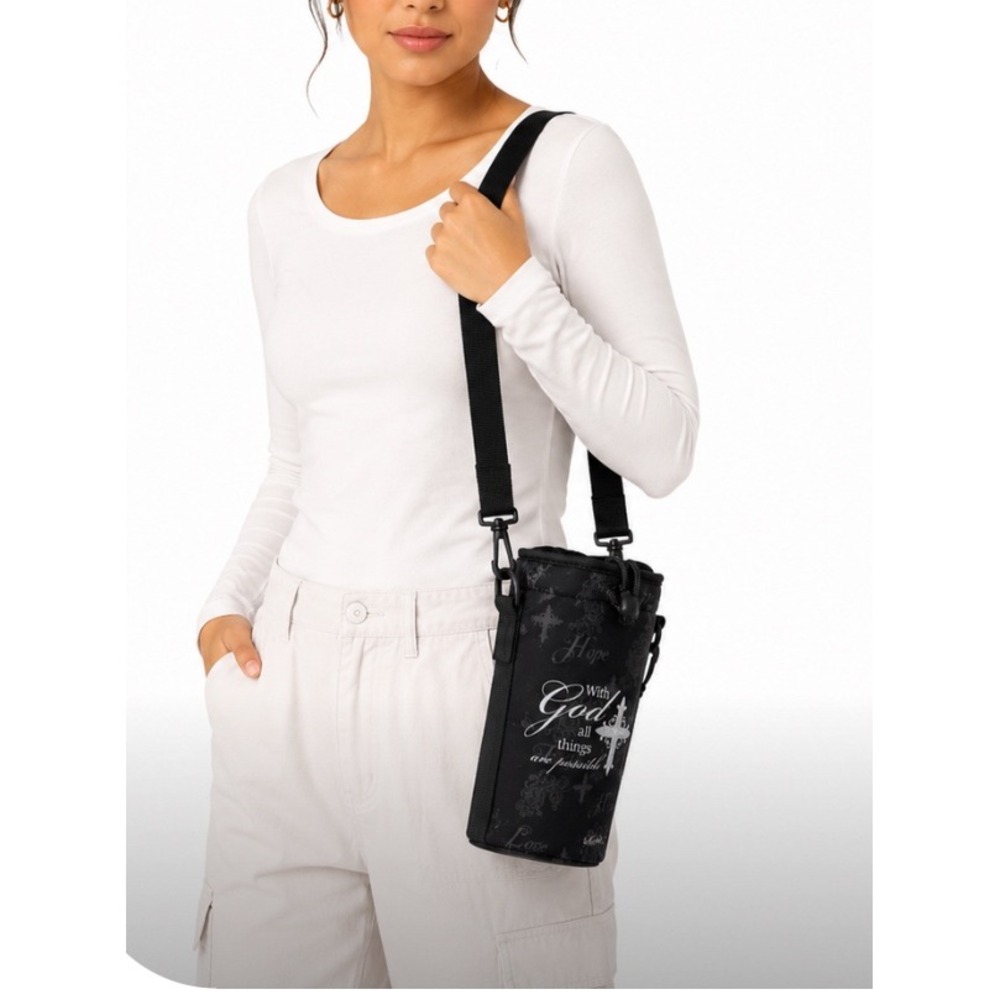 Insulated neoprene faith cChristian water bottle bag, water bottle carrier